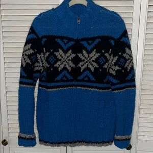 VTG American Eagle Outfitters Medium Full Zip Jacket Nordic Blue Alpaca Wool